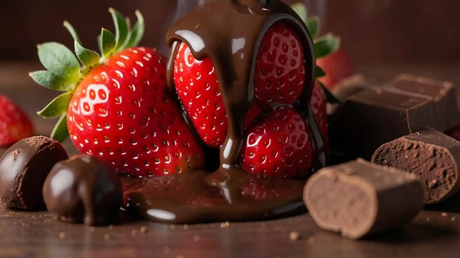 Decadent melted chocolate and treats with hilarious original puns floating in speech bubbles.